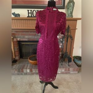 Burgundy Lace Dress- Size 10